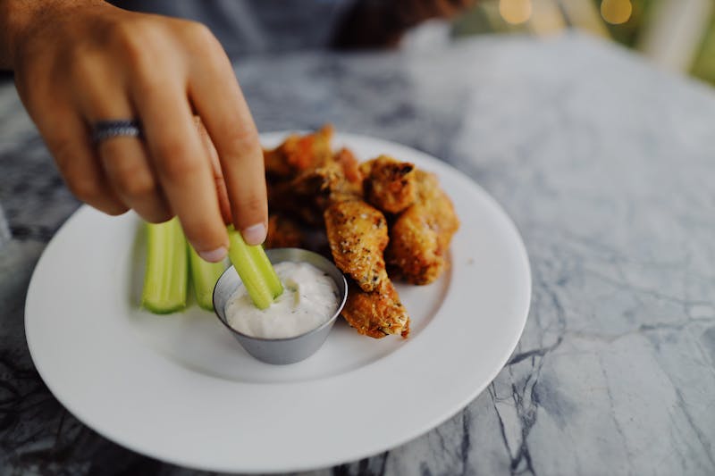 Crispy chicken wings with dipping sauce