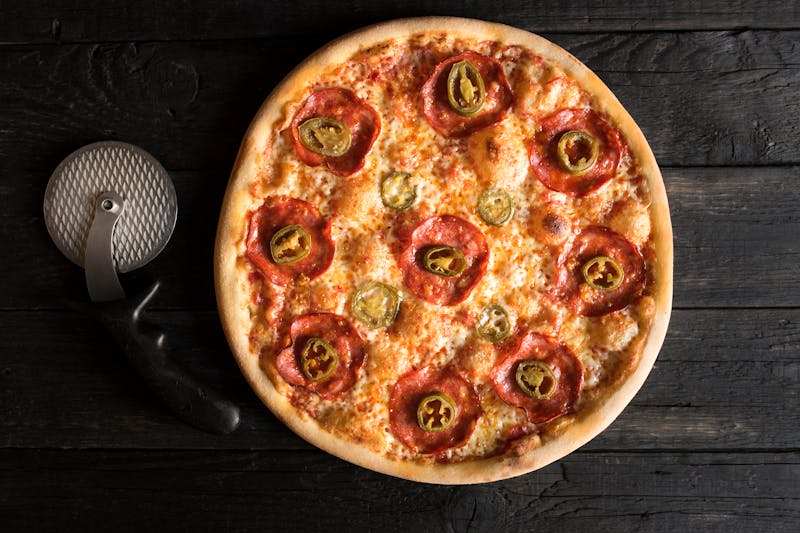 Garden Fresh Veggie pizza with colorful vegetables